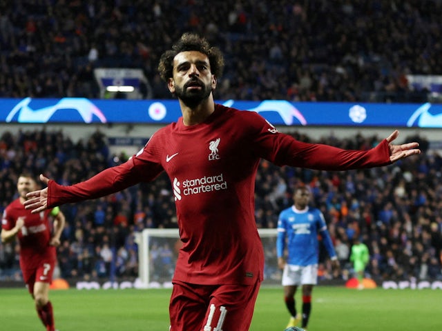 L'attaquant de Liverpool Mohamed Salah célèbre son but contre les Rangers le 11 octobre 2022