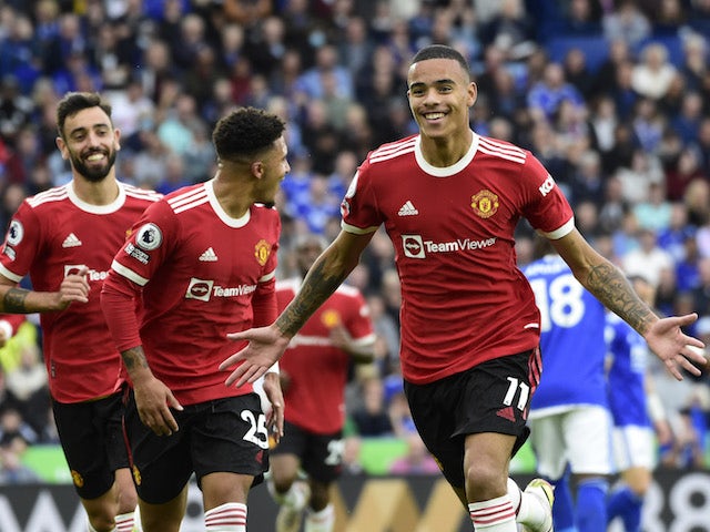 Mason Greenwood de Manchester United célèbre son premier but le 16 octobre 2021
