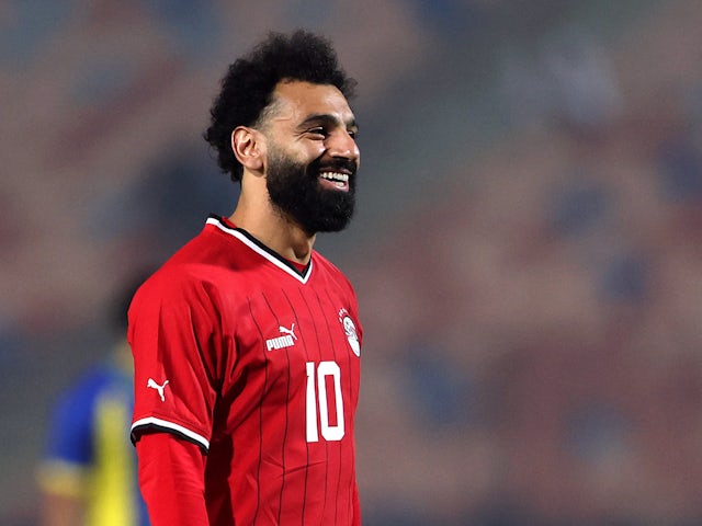 L'Égyptien Mohamed Salah réagit le 7 janvier 2024