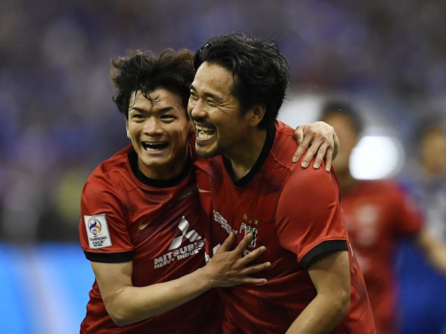 Shinzo Koroki des Urawa Red Diamonds célèbre son but contre Al-Hilal le 29 avril 2023