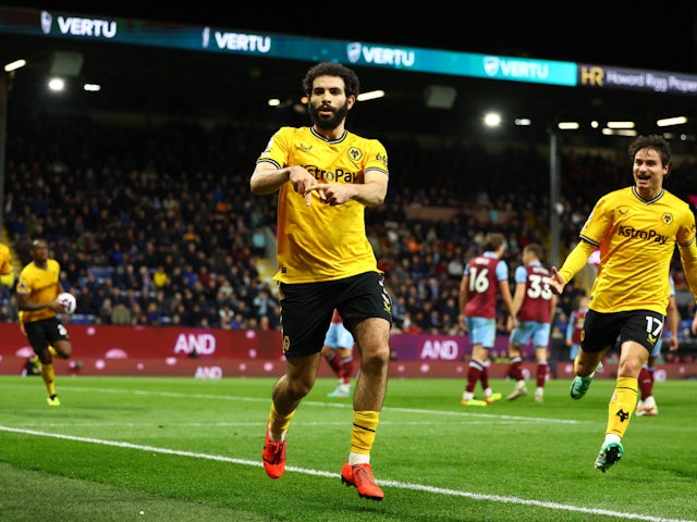 Rayan Ait-Nouri célèbre le but des Wolverhampton Wanderers contre Burnley le 2 avril 2024.
