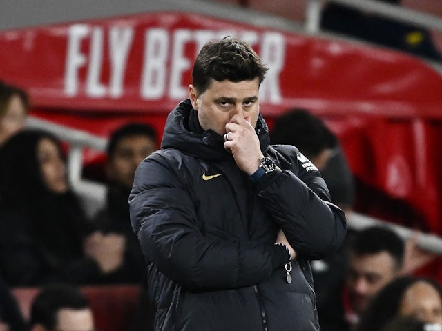L'entraîneur-chef de Chelsea, Mauricio Pochettino, lors de la défaite contre Arsenal le 23 avril 2024.