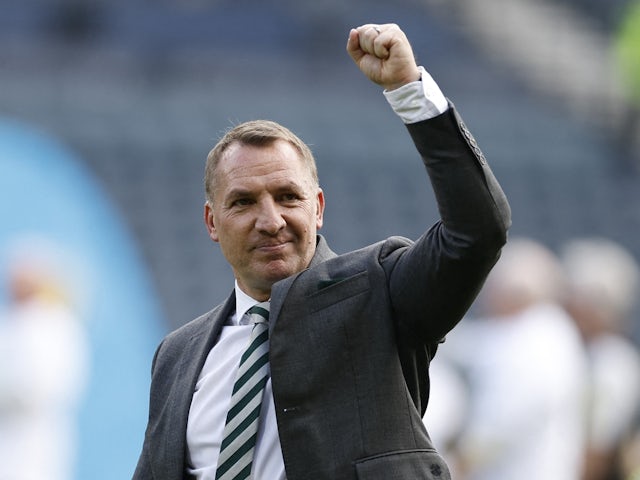 Le manager du Celtic Brendan Rodgers célèbre après le match du 25 mai 2024