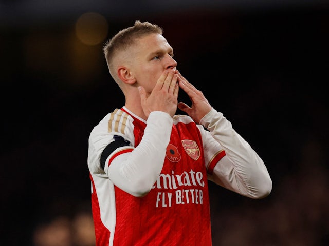 Oleksandr Zinchenko célèbre son but pour Arsenal le 11 novembre 2023