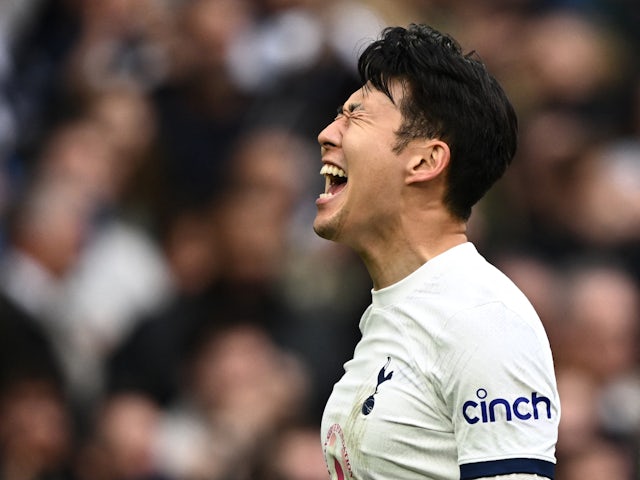 Son Heung-min de Tottenham Hotspur célèbre son but du 29 mars 2024