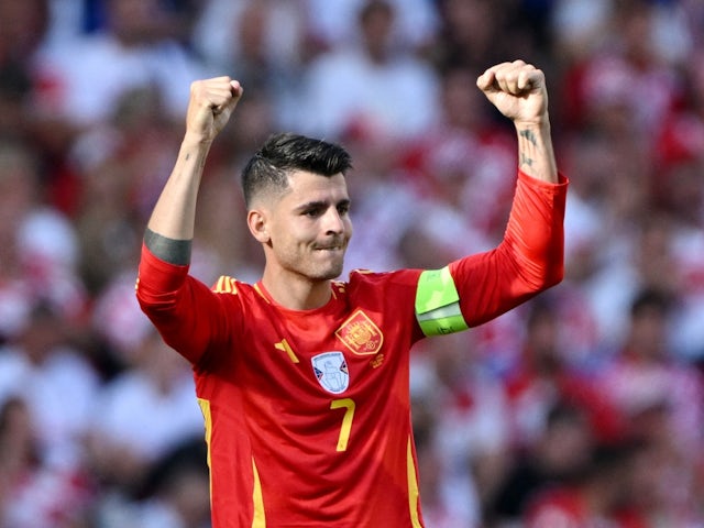 L'Espagnol Alvaro Morata célèbre son premier but le 15 juin 2024