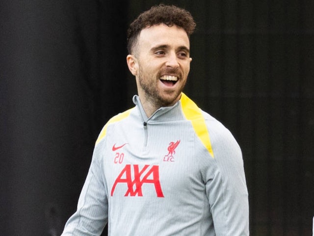 Diogo Jota photographié lors de l'entraînement de Liverpool le 9 décembre 2024