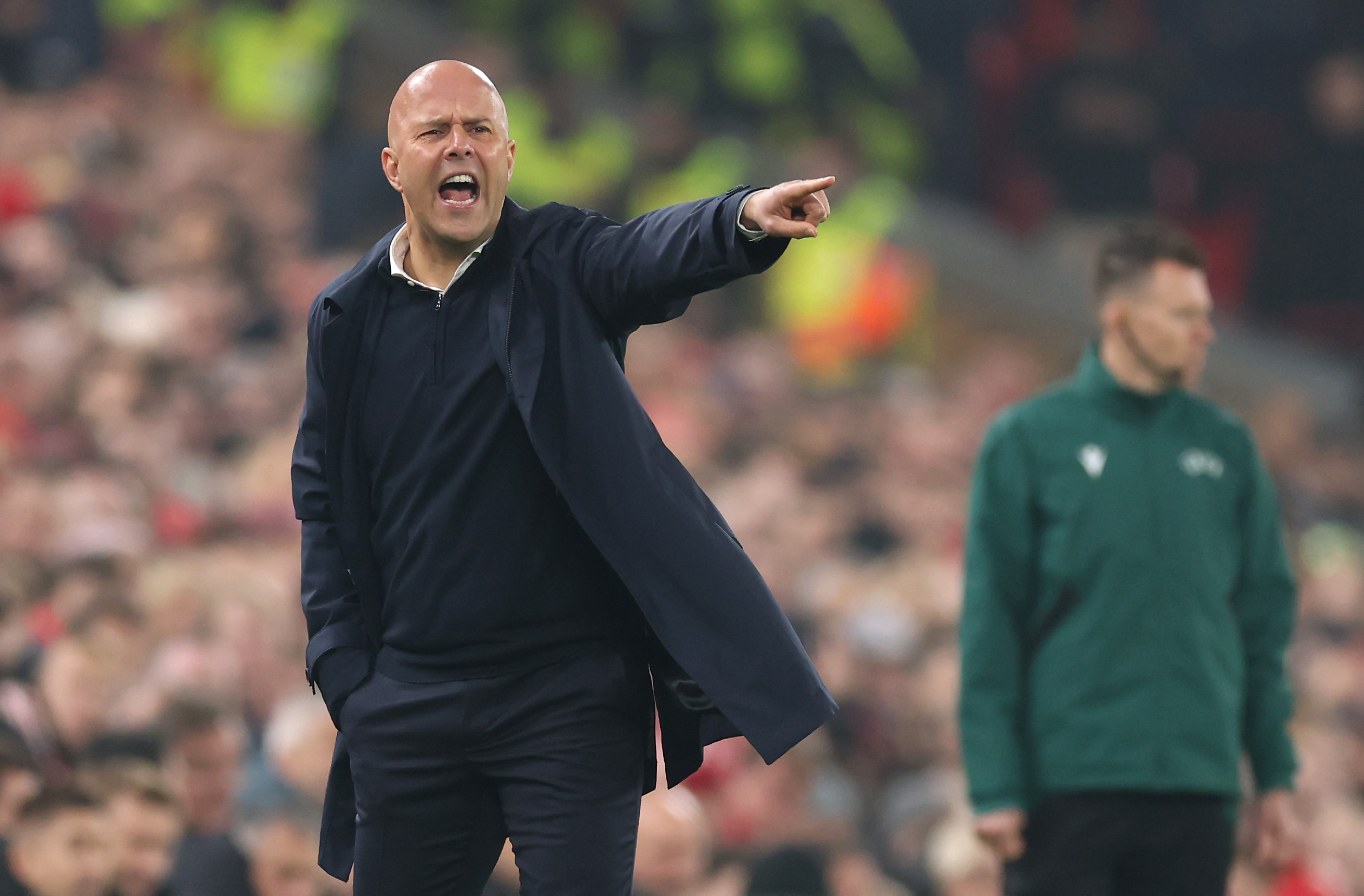 Arne Slot was seen raging at Diogo Jota during Liverpool