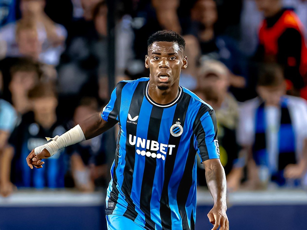 Club Brugge midfielder Raphael Onyedika during his side