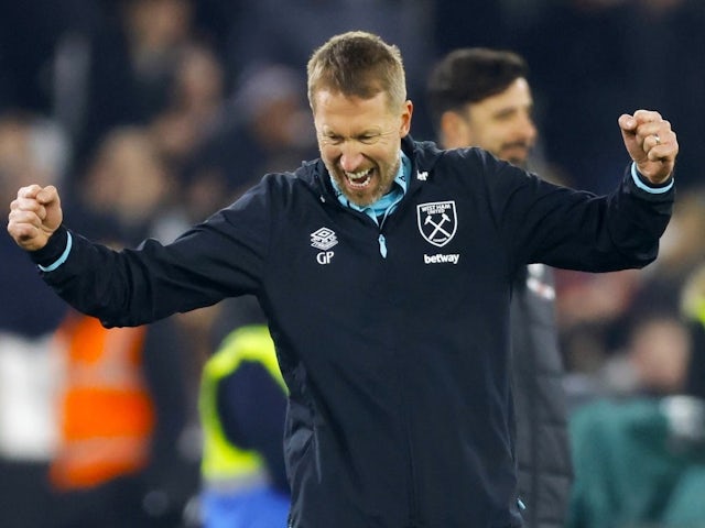 L'entraîneur-chef de West Ham United, Graham Potter, fait la fête le 14 janvier 2025.