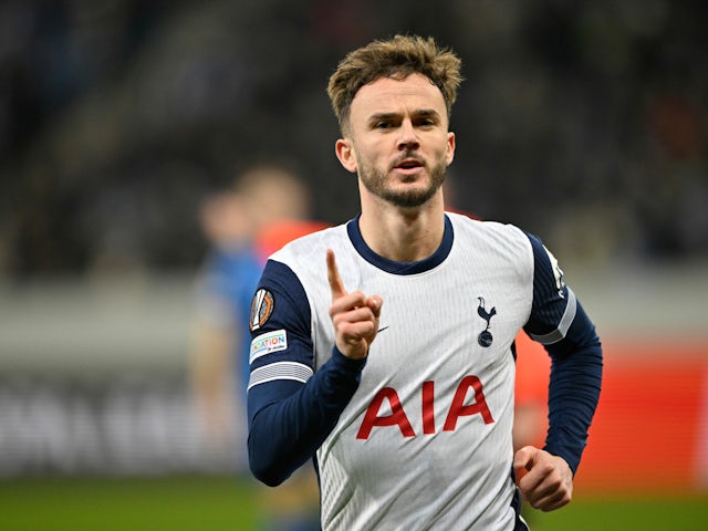 James Maddison célèbre le but de Tottenham Hotspur contre Hoffenheim le 23 janvier 2025 James Maddison célèbre le but de Tottenham Hotspur contre Hoffenheim le 23 janvier 2025