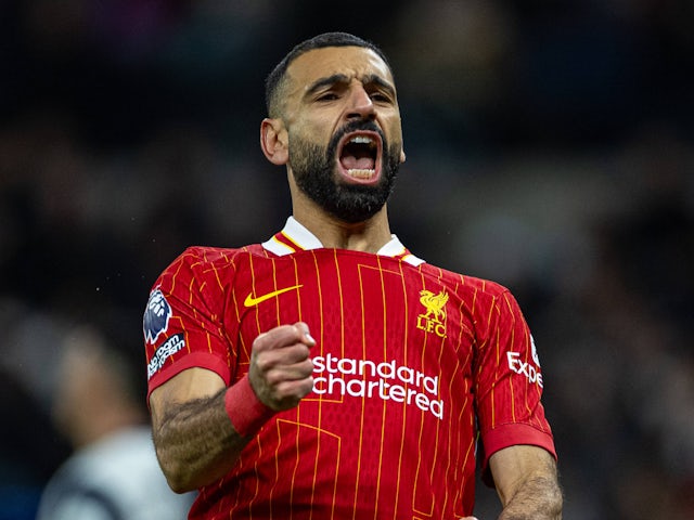 Mohamed Salah de Liverpool célèbre son but le 22 décembre 2024