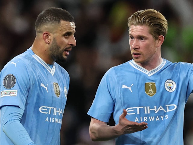 Kyle Walker de Manchester City et Kevin de Bruyne sur la photo le 17 avril 2024