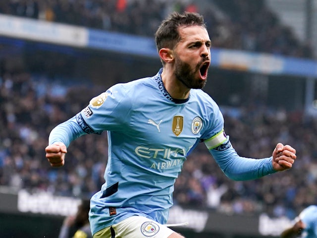 Bernardo Silva de Manchester City célèbre le score le 26 décembre 2024