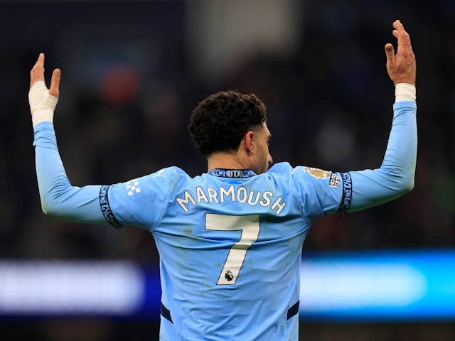 Omar Marmoush de Manchester City célèbre le 15 février 2025 Omar Marmoush de Manchester City célèbre le 15 février 2025