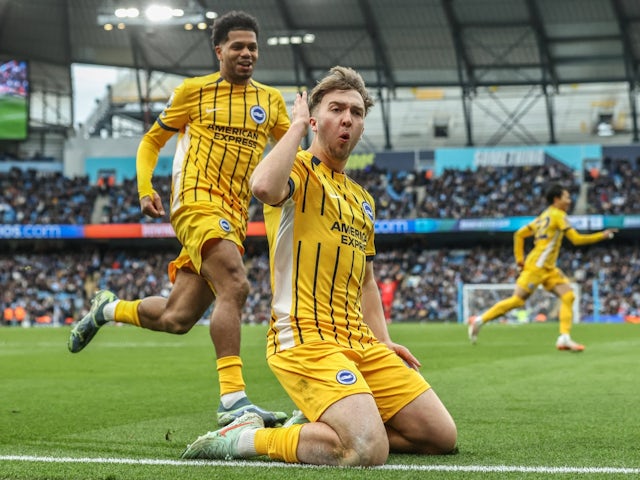 Jack Hinshelwood de Brighton & Hove Albion célèbre le 15 mars 2025 Jack Hinshelwood de Brighton & Hove Albion célèbre le 15 mars 2025
