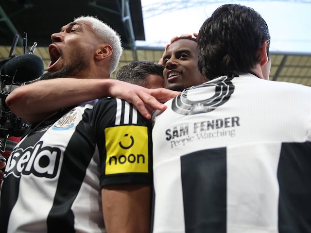 Les joueurs de Newcastle United célèbrent le score le 16 mars 2025