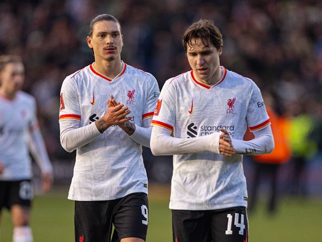 Darwin Nunez et Federico Chiesa de Liverpool le 9 février 2025