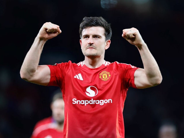 Harry Maguire de Manchester United après le match de la Ligue Europa de son équipe contre Lyon, le 17 avril 2025