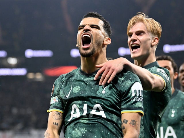 Dominic Solanke de Tottenham Hotspur lors du match de son équipe contre Eintracht Francfurt, le 17 avril 2025
