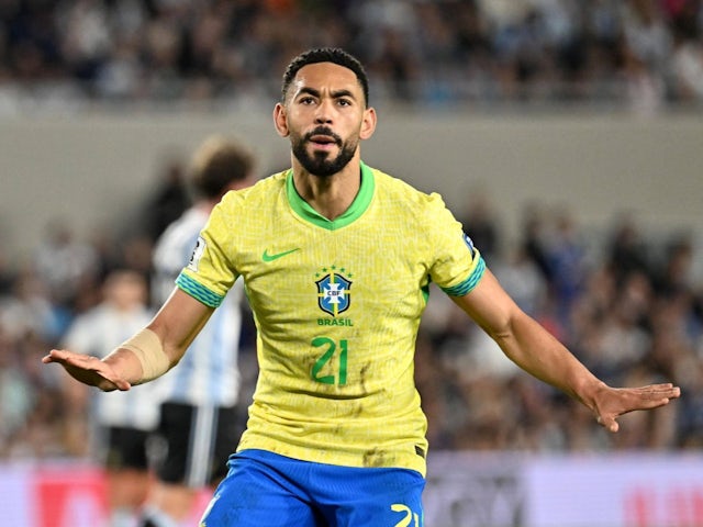 Matheus Cunha du Brésil pendant le match de son pays contre l'Argentine, le 26 mars 2025