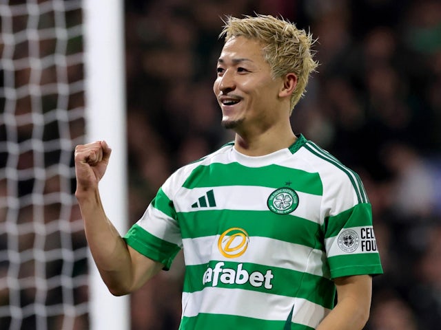 Daizen Maeda du Celtic célèbre après avoir marqué le 2 novembre 2024