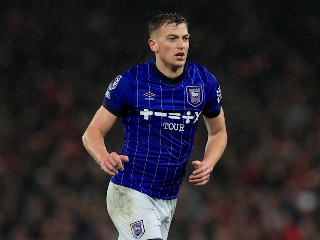 Liam Delap d'Ipswich Town lors du match de Premier League de son équipe contre Manchester United, le 26 février 2025