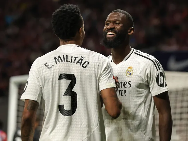Les défenseurs du Real Madrid Eder Militao et Antonio Rudiger le 29 septembre 2024