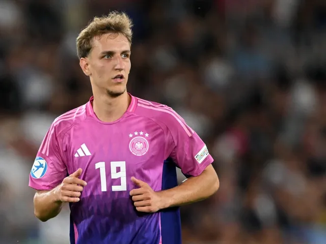 L'attaquant allemand U21 Nelson Weiper lors du match de son équipe contre l'Angleterre U21, le 28 juin 2025