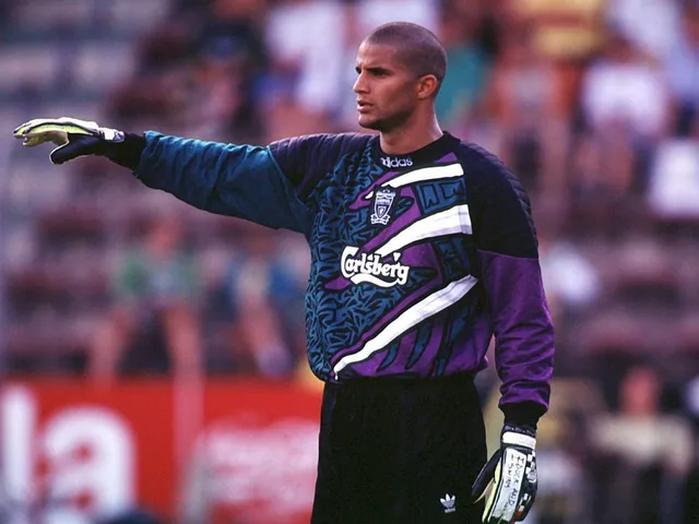 David James joue pour Liverpool, le 1er janvier 1996