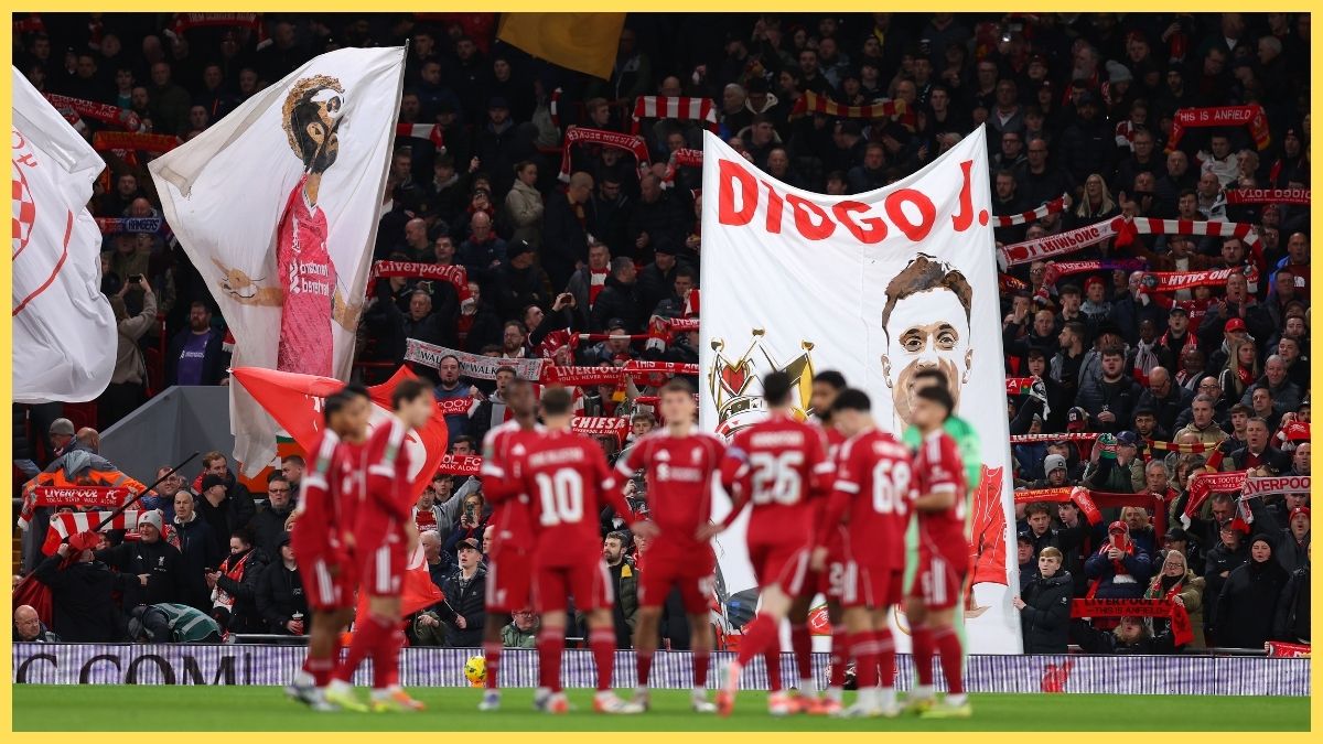 Liverpool fans at Anfield before playing Crystal Palace