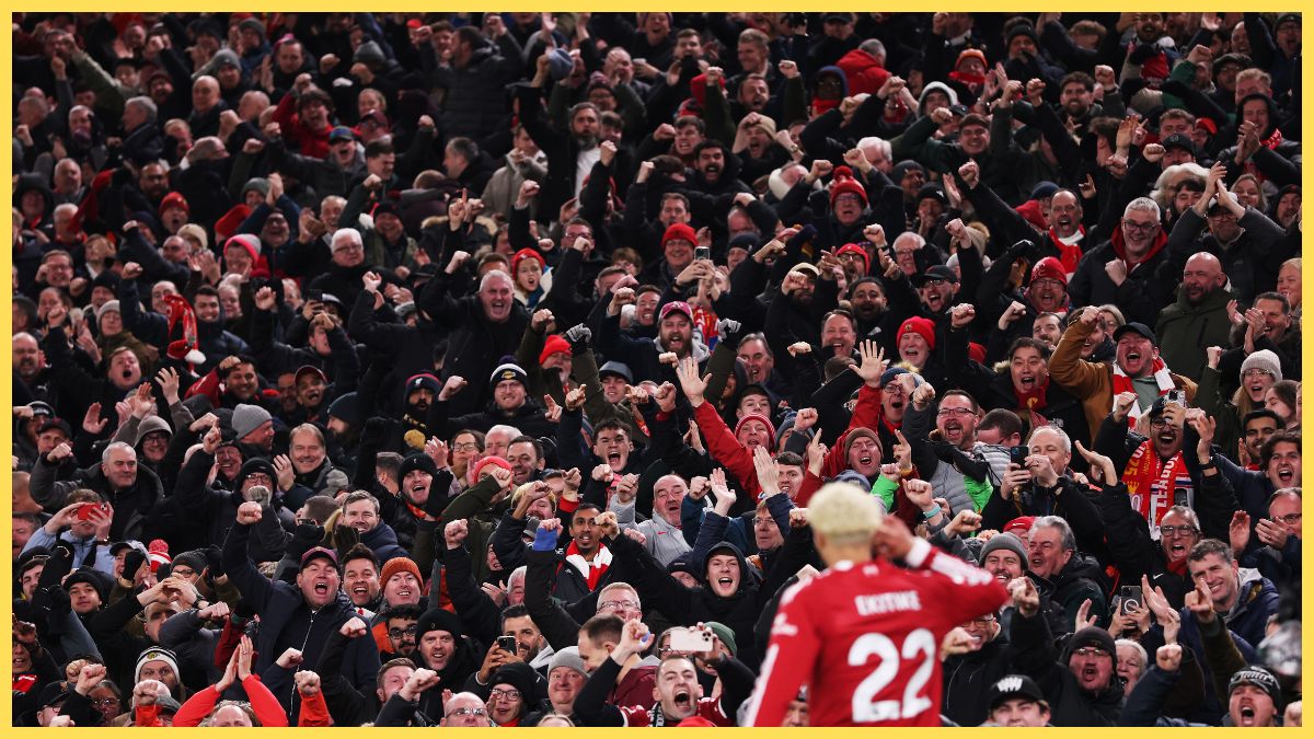 Hugo Ekitike celebrates against Newcastle