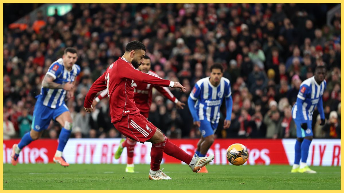 Mo Salah scores a penalty against Brighton