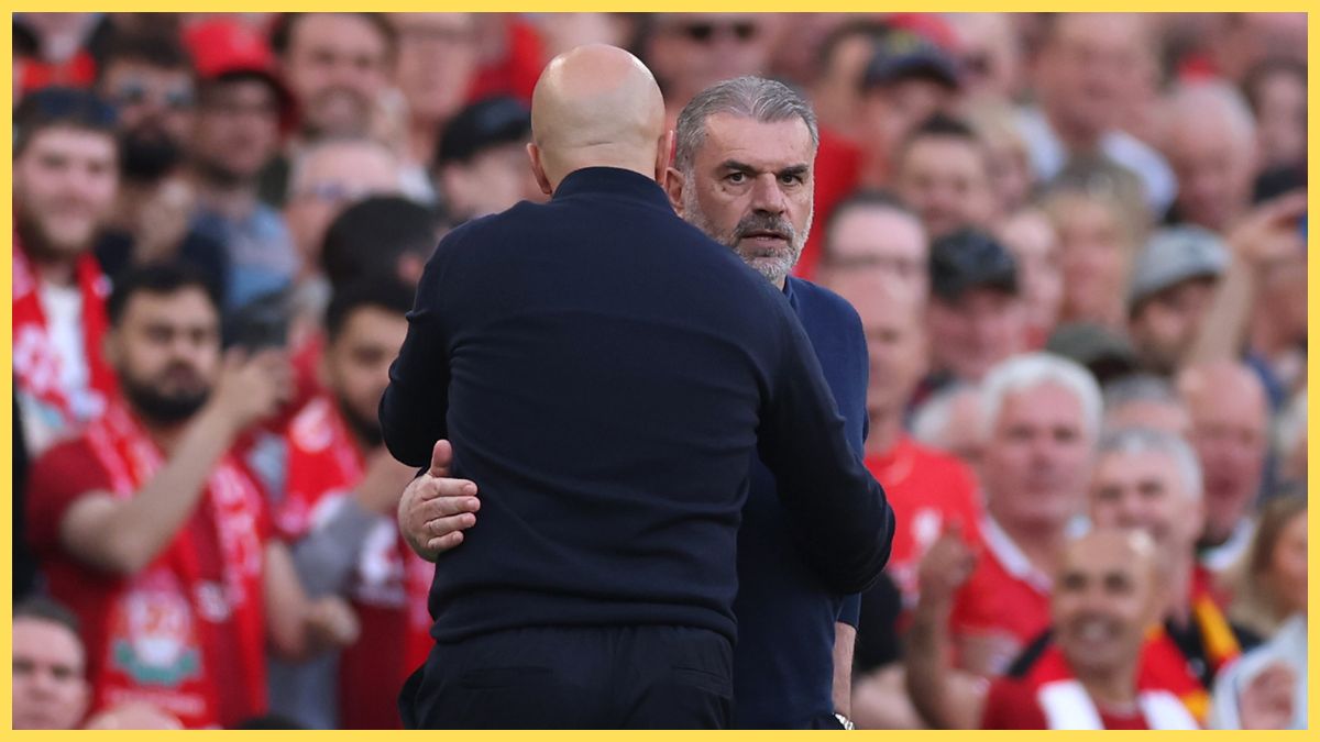 Ange Postecoglou and Arne Slot at Anfield