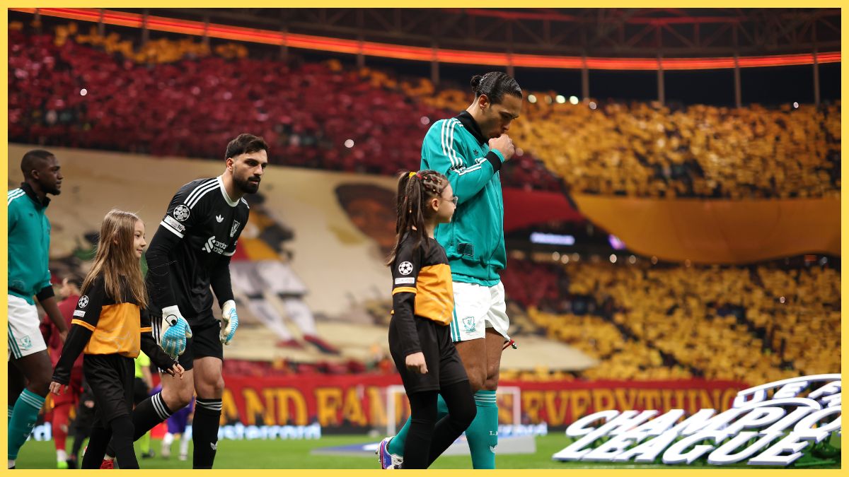 Virgil van Dijk of Liverpool leads the team out prior to the UEFA Champions League 2025/26 Round of 16 First Leg match between Galatasaray SK and Liverpool
