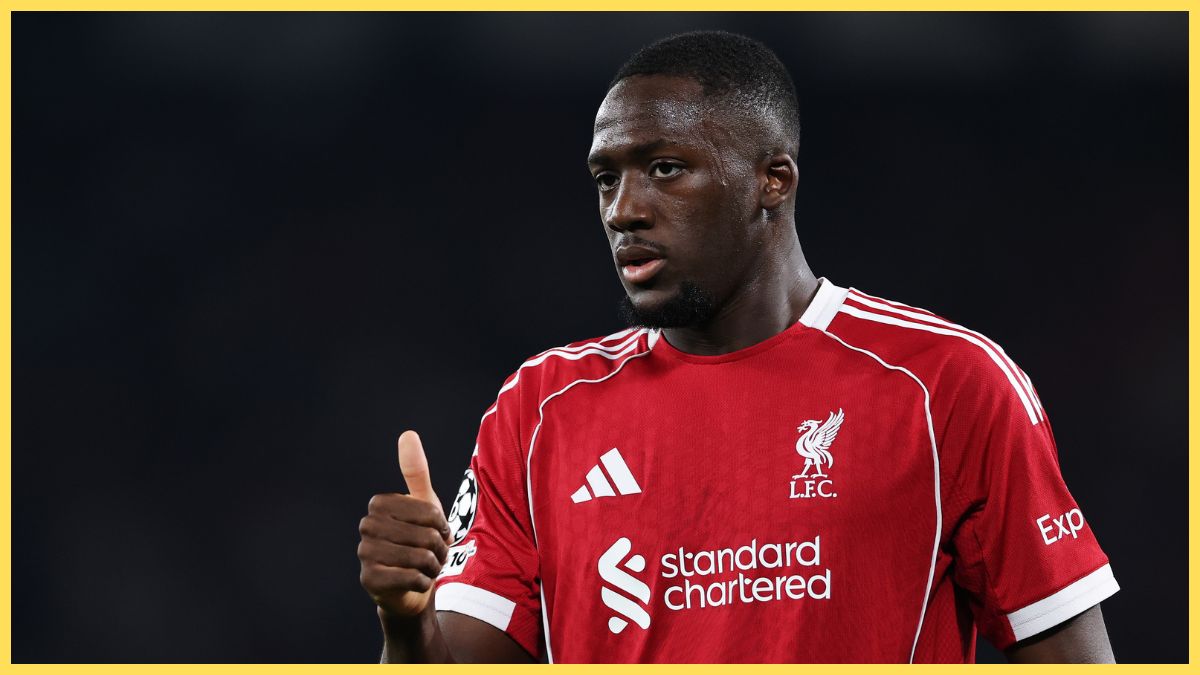 Ibrahima Konate of Liverpool looks on during the UEFA Champions League 2025/26 Quarter-Final First Leg match between Paris Saint-Germain FC and Liverpool FC at Parc des Princes