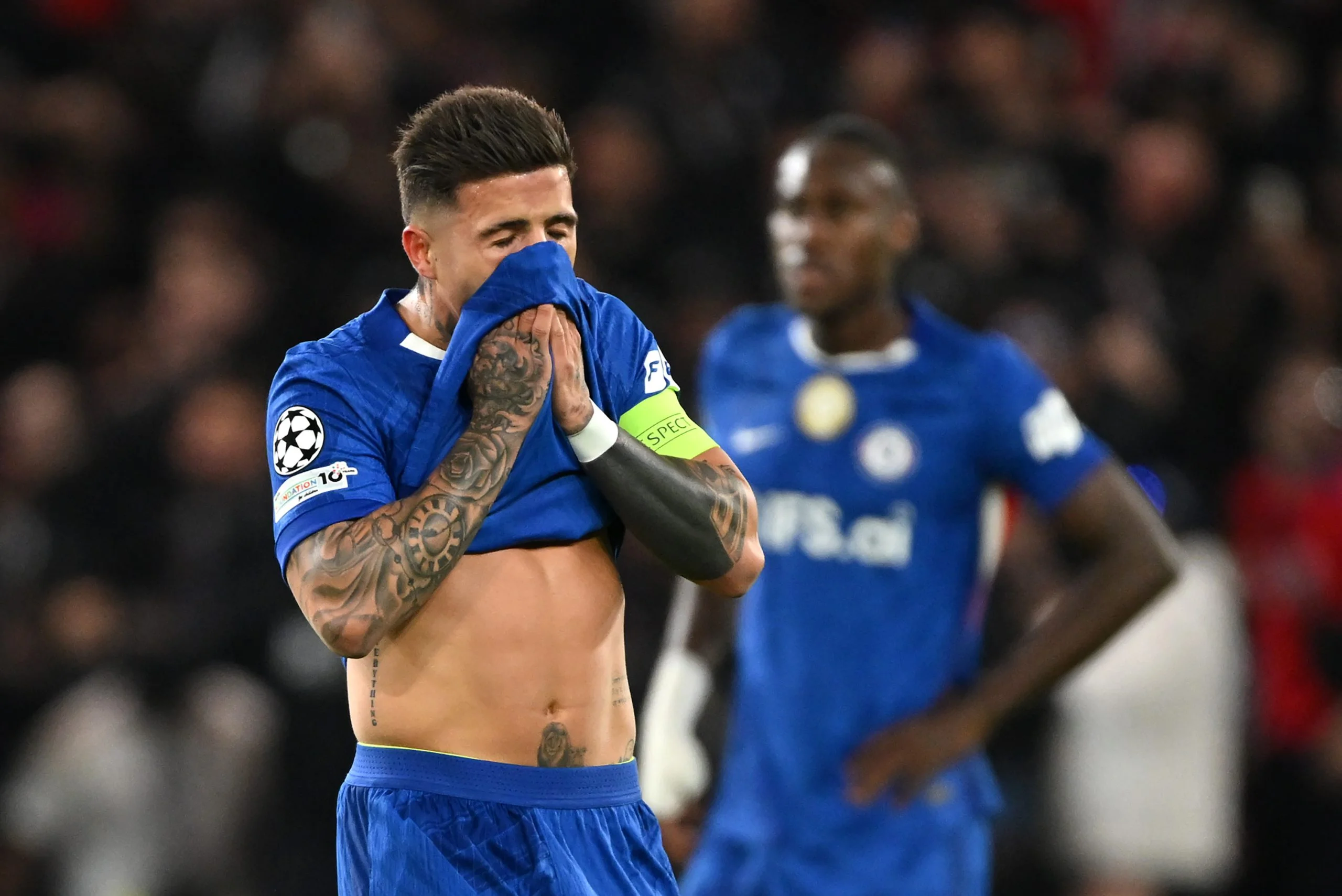 Enzo Fernandez of Chelsea looks dejected