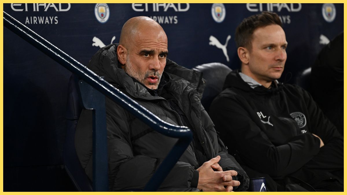 Manchester City manager Pep Guardiola with assistant Pepijn Lijnders