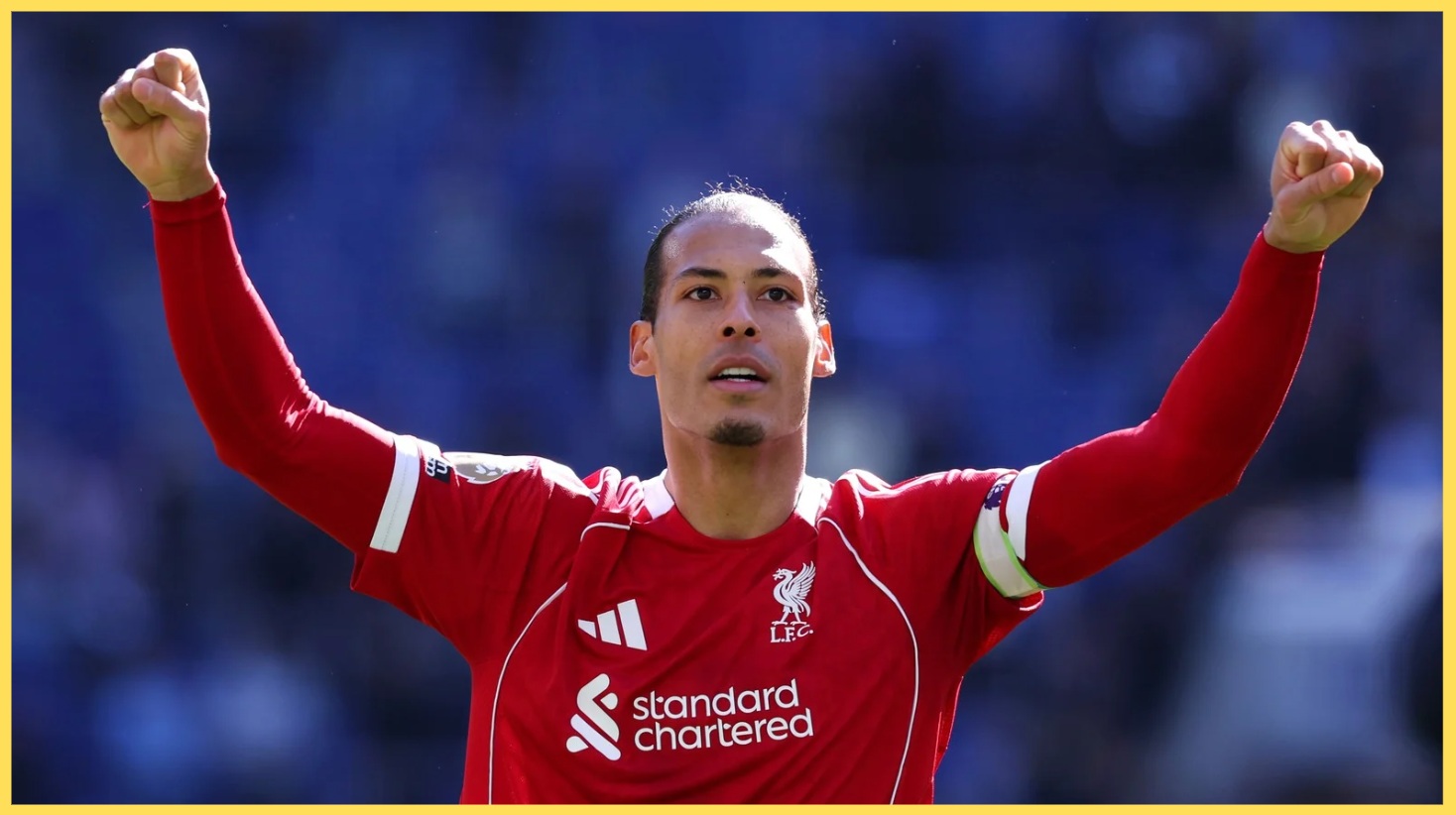 Virgil van Dijk celebrates after Liverpool