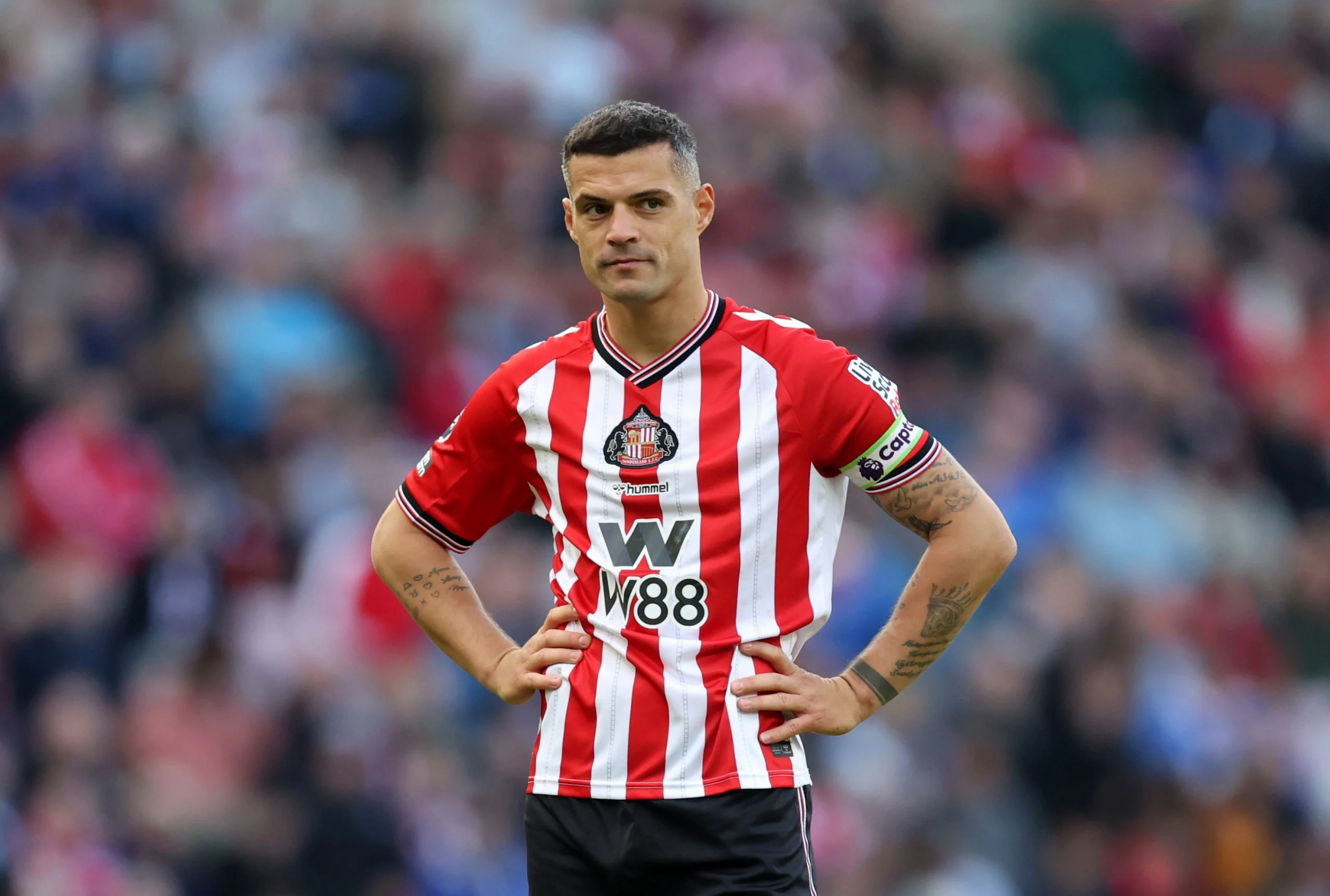 Granit Xhaka of Sunderland reacts during the Premier League match