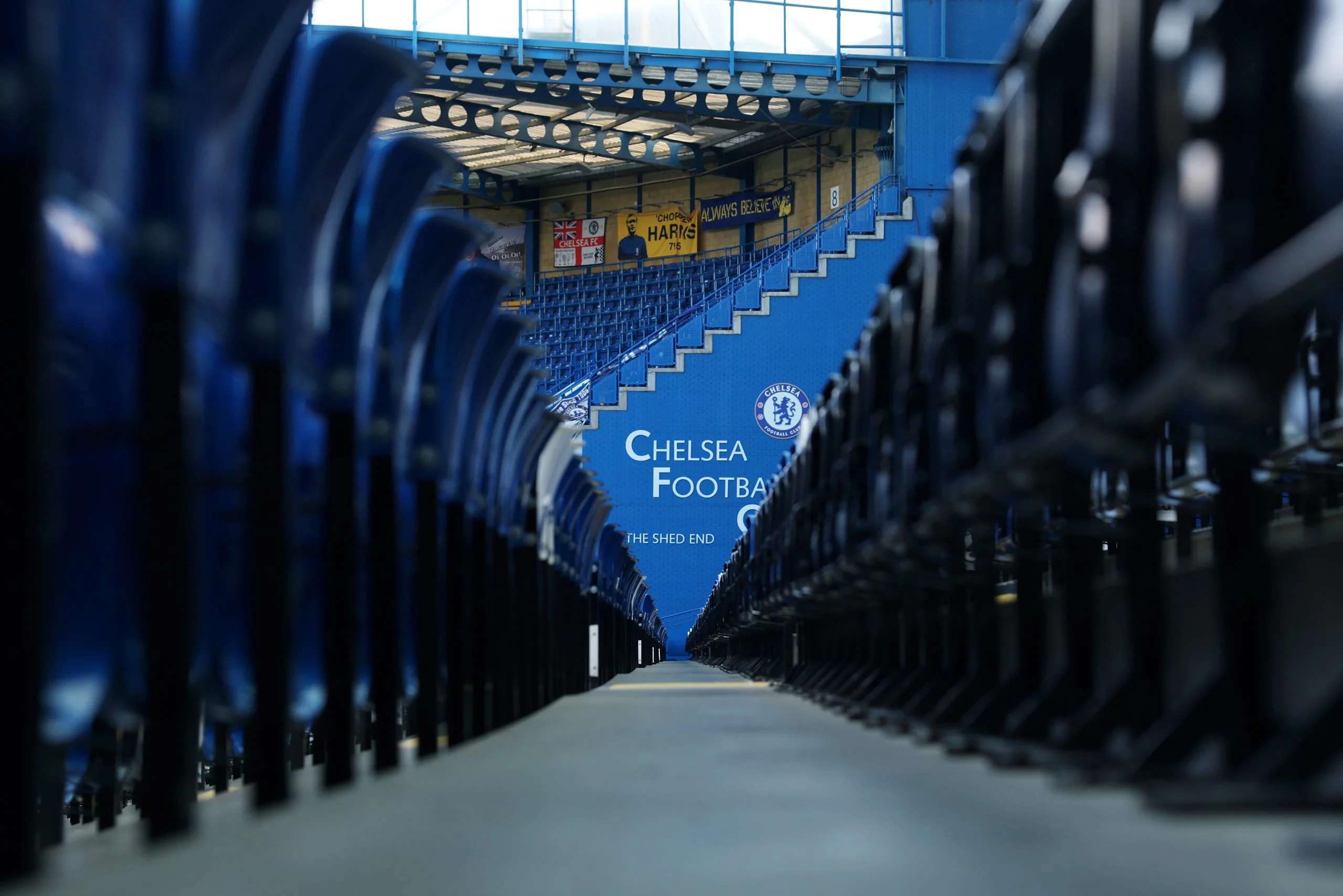 Vue à l'intérieur de Stamford Bridge avant un match de Chelsea