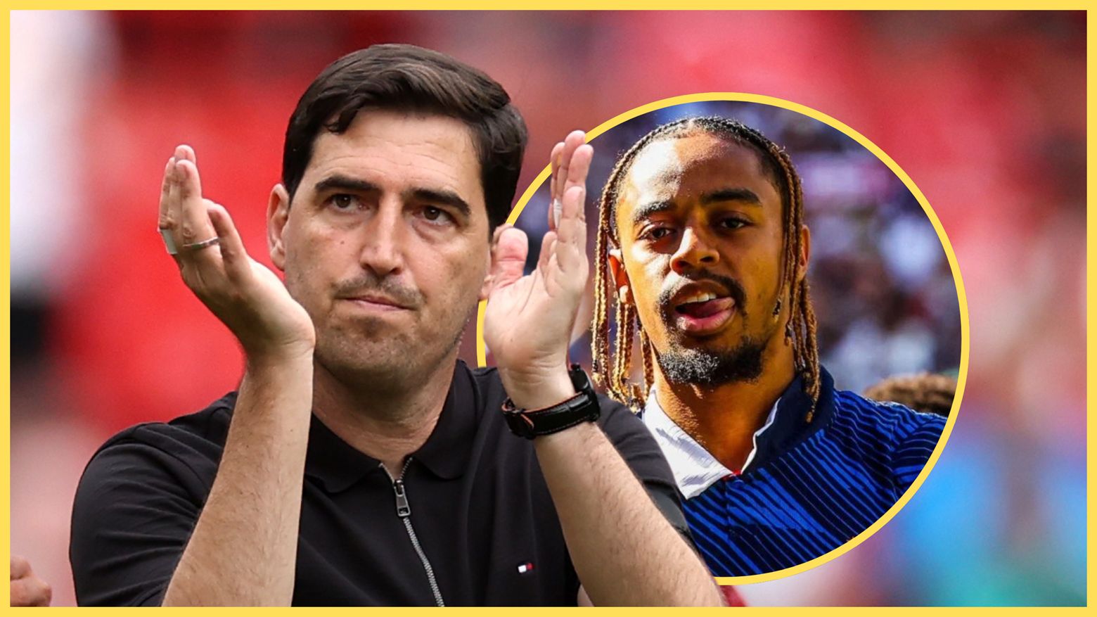 Le manager de Liverpool, Andoni Iraola, applaudit tandis que l'ailier du PSG Bradley Barcola se lèche les lèvres.
