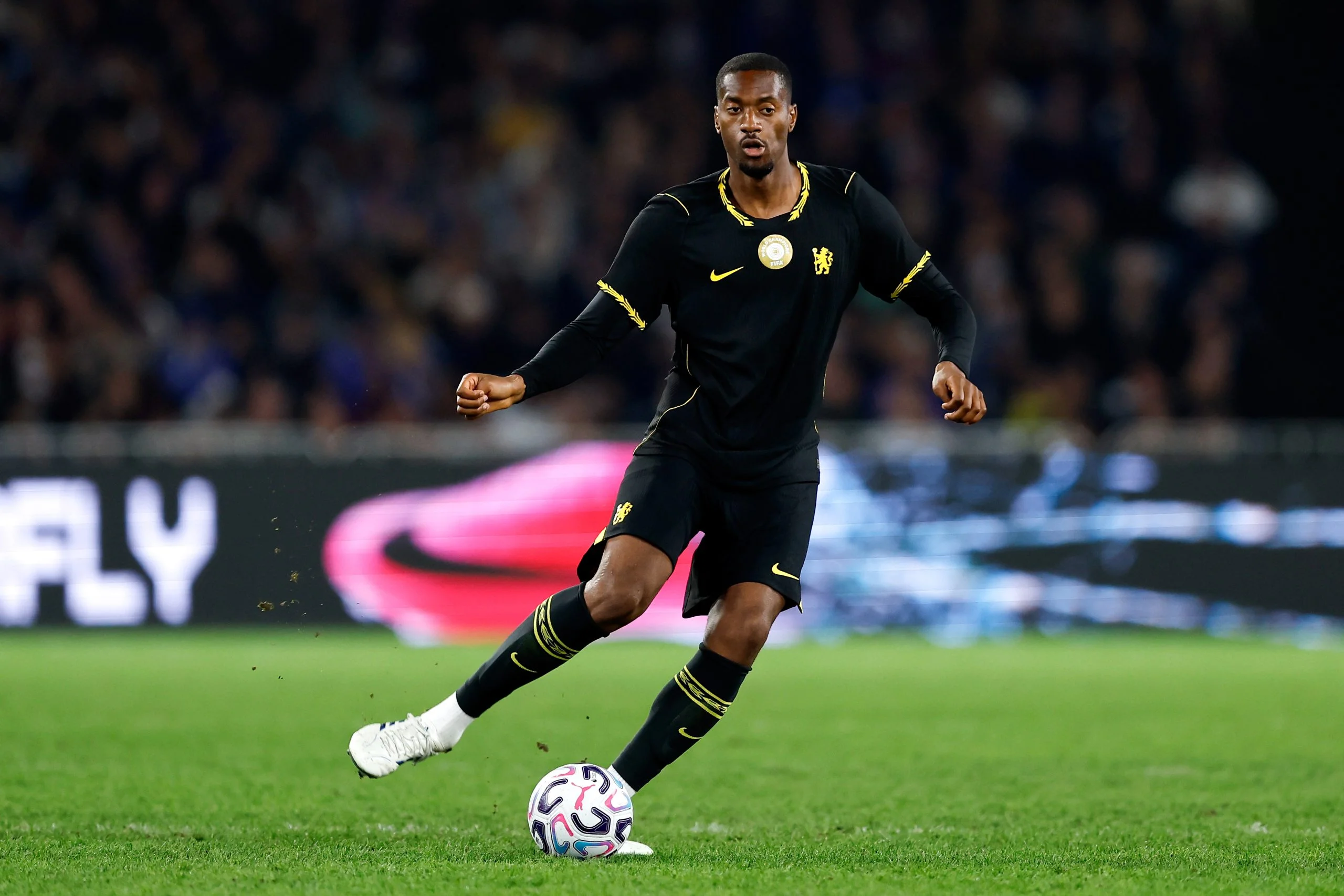 TRALIA - AUGUST 01: Tosin Adarabioyo of Chelsea controls the ball during the Sydney Super Cup match between Chelsea FC and Tottenham