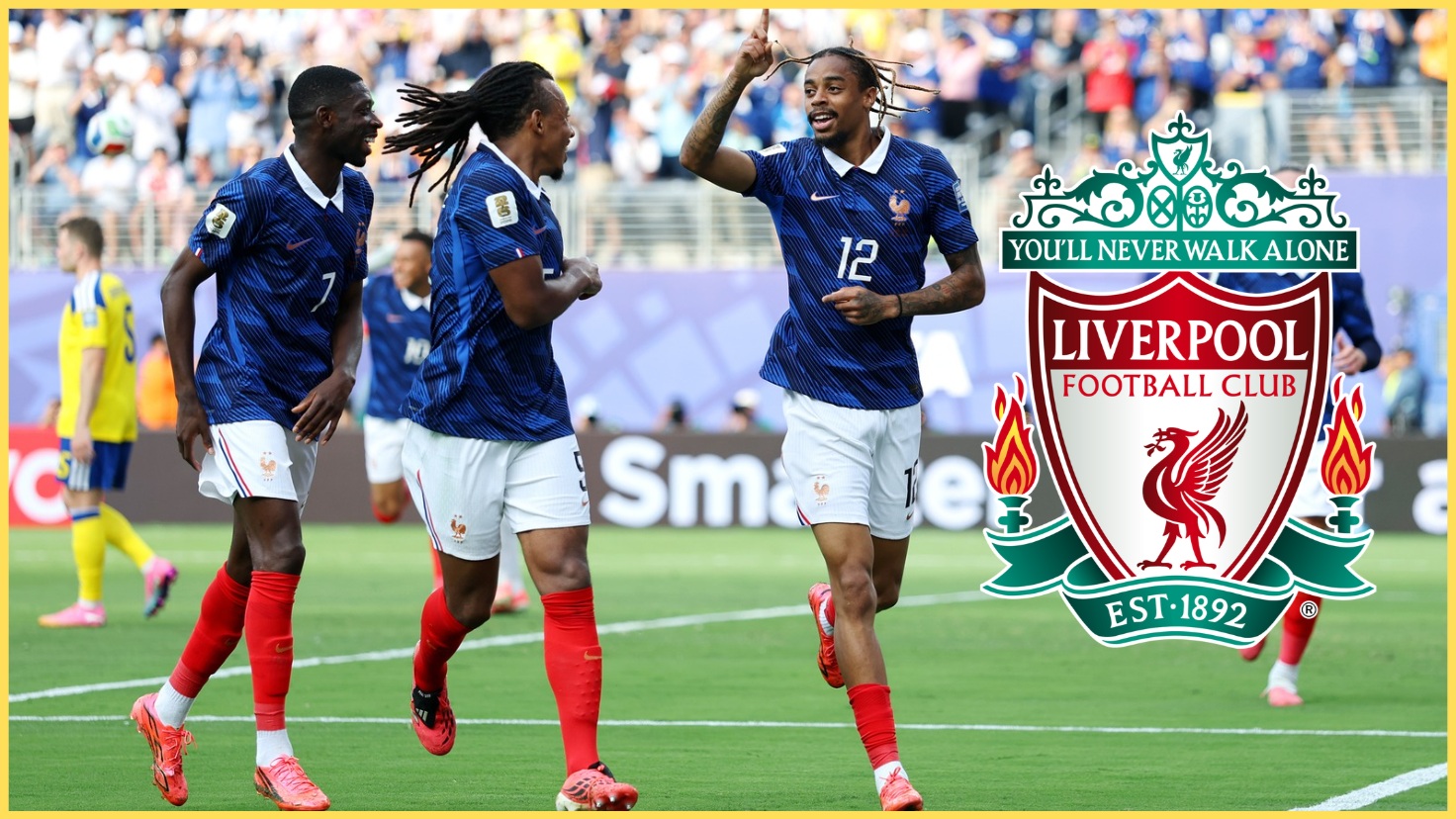 Bradley Barcola celebrates scoring for France at the World Cup