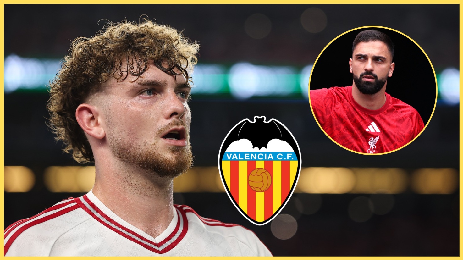 Harvey Elliott made his debut for Valencia at the weekend (Giorgi Mamardashvili inset)