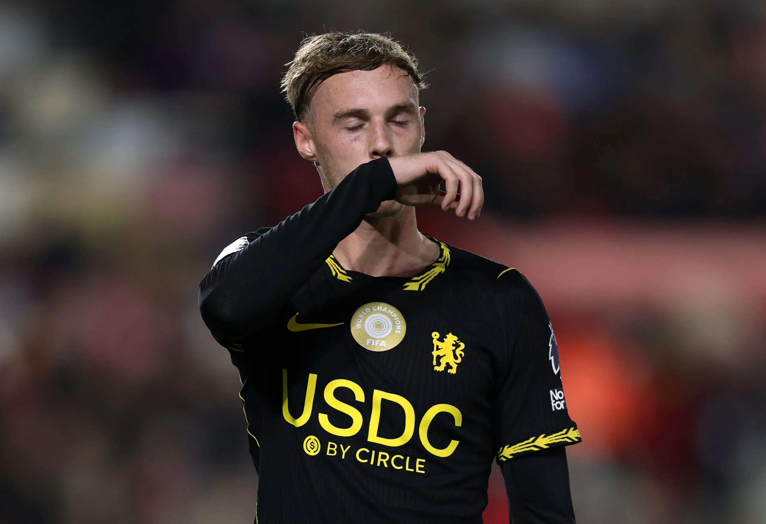 Cole Palmer of Chelsea reacts during the Premier League 2026/27 match between Brentford and Chelsea FC at Gtech Community Stadium