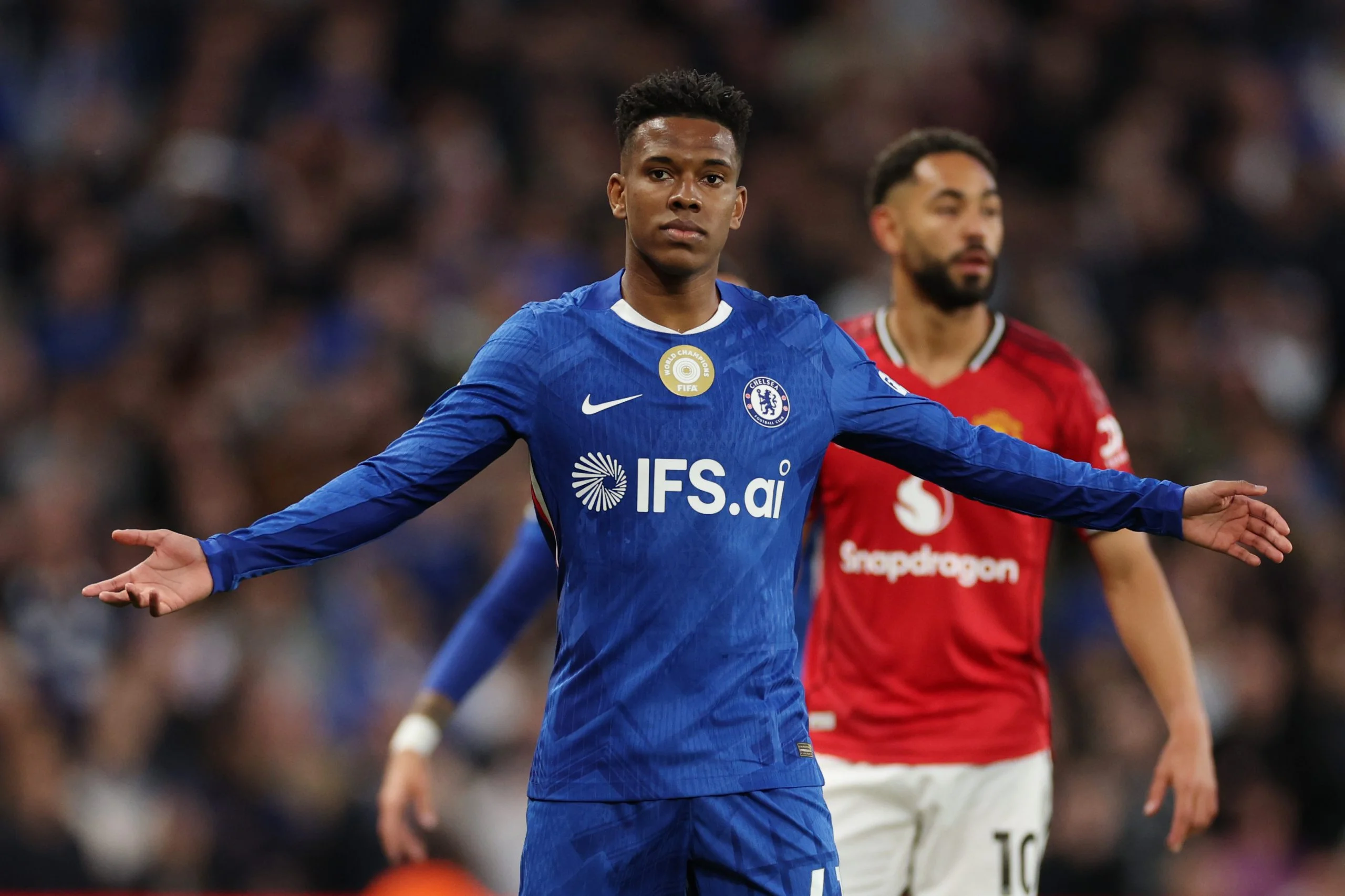 Estevao Willian of Chelsea reacts during
