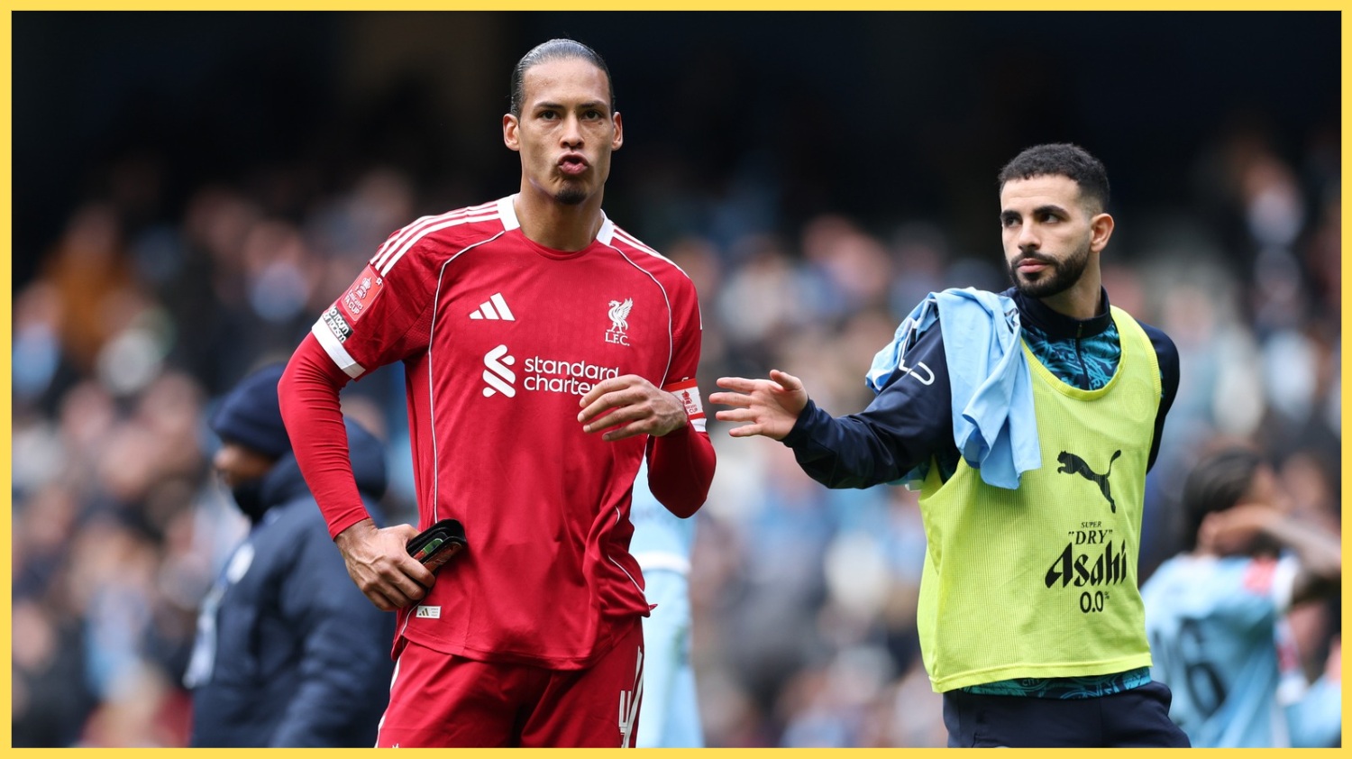 Virgil van Dijk looks glum after Liverpool